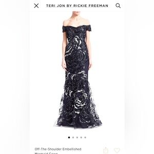 Teri Jon Off-The-Shoulder Embellished Gown